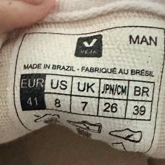 Veja White Canvas Shoe - New - Mens 8 - Picture 5 of 5